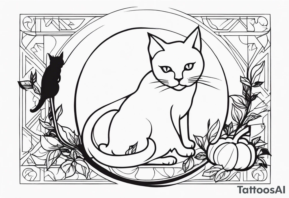 Black cat with a pumpkin tattoo idea