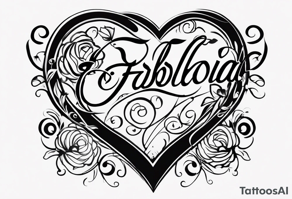 A tattoo that has the name Fabiola and that’s cursive and it has a type of heart. And that fits on my forearm tattoo idea
