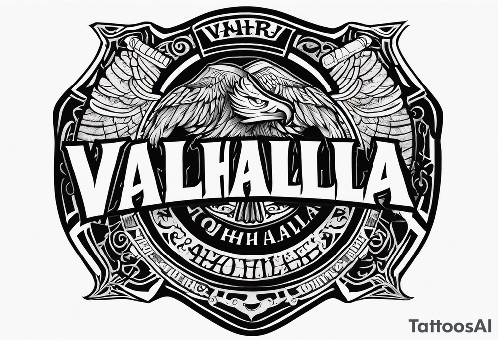 Valhalla round shield dark cloud axe tattoo idea