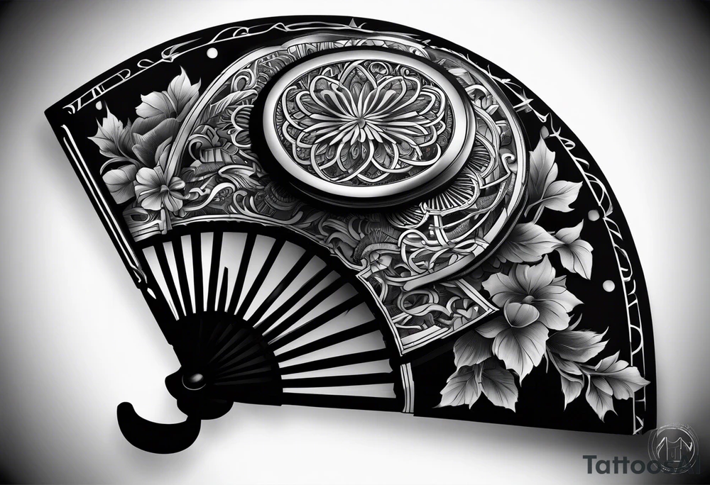 Black Japanese fan tattoo idea