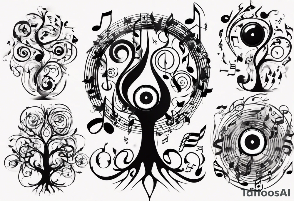 music speaker note tree stave tattoo idea