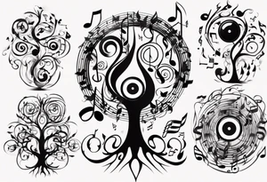 music speaker note tree stave tattoo idea