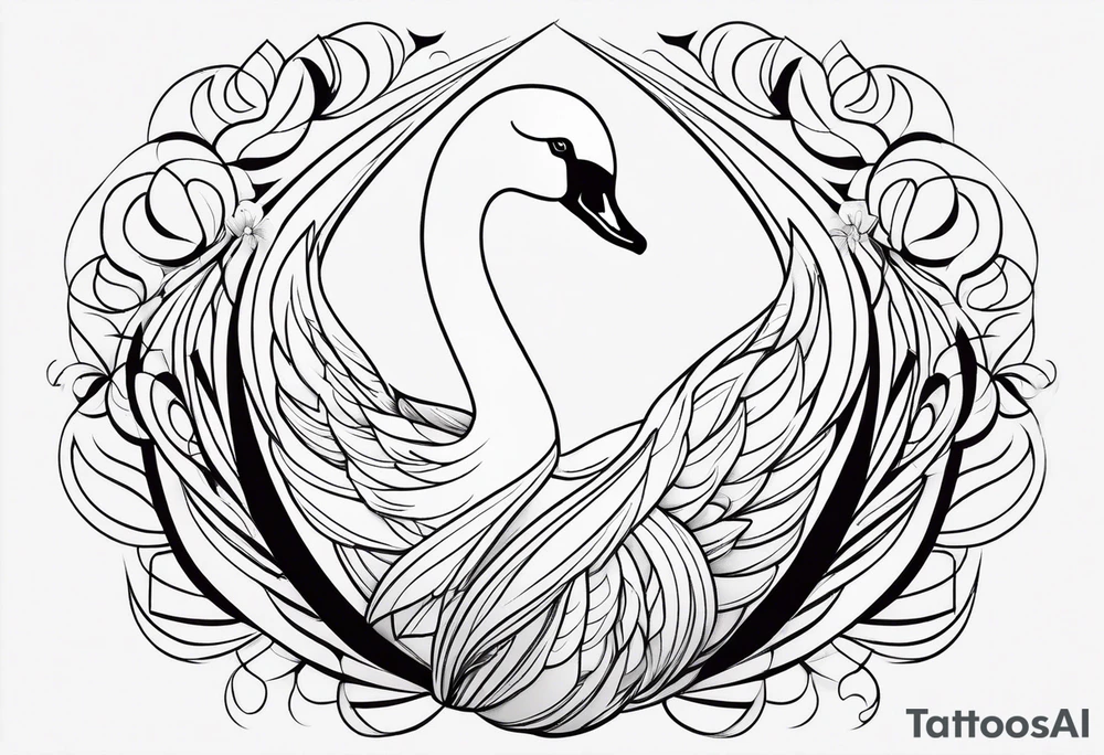 Very simple line work swan tattoo idea