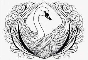 Very simple line work swan tattoo idea