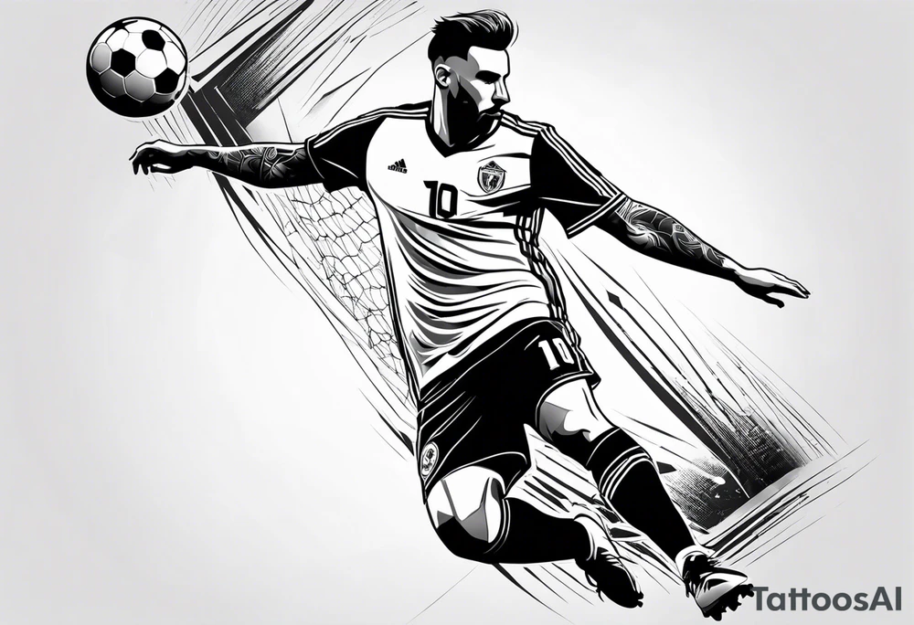 Soccer tattoo where you can see a player shooting tattoo idea