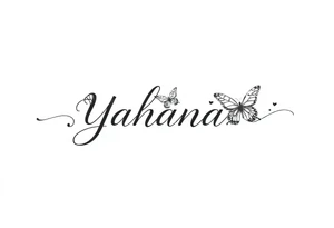 Name YAHANARA with butterflies tattoo idea