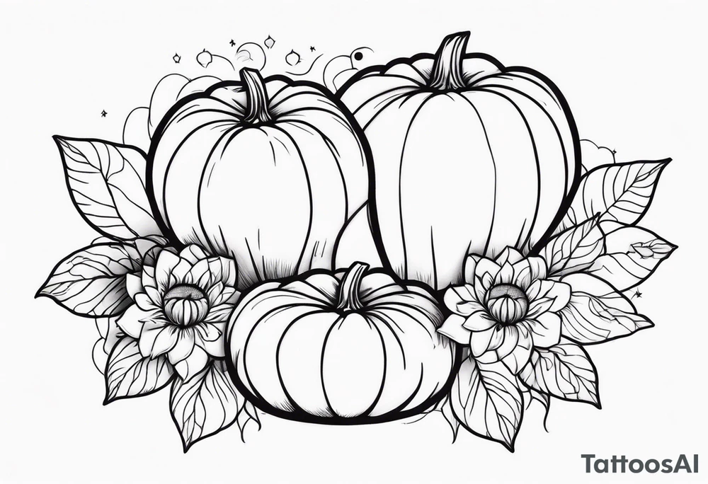 eye pumpkin flowers tattoo idea