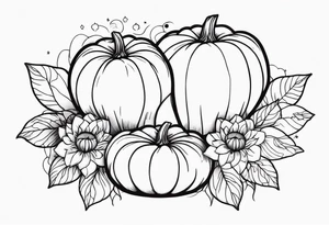 eye pumpkin flowers tattoo idea