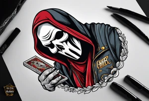 Ghostface holding fliers tattoo idea