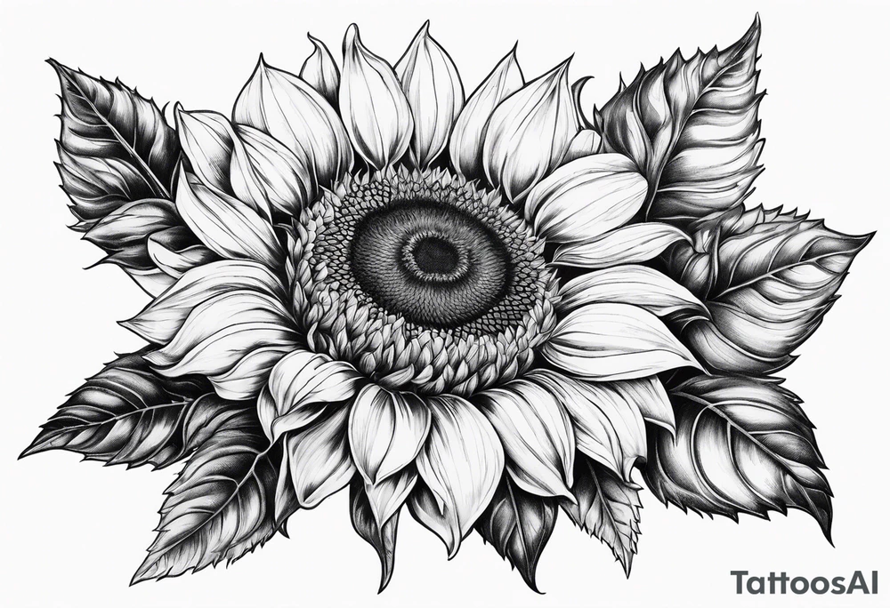 Sunflower, rose flower tattoo idea