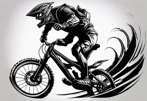 Green goblin riding a full suspension carbon fiber mountain bike tattoo idea