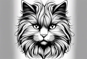 Generate a tattoo design of a long-haired Persian cat with soft, flowing lines, highlighting its luxurious fur in a minimalist style. tattoo idea