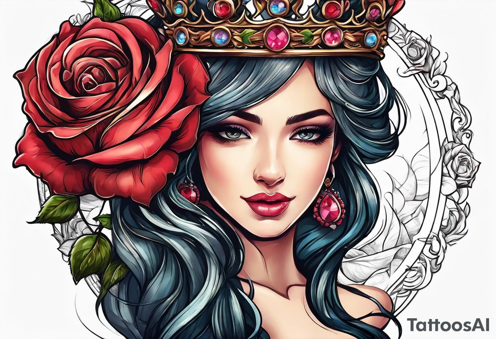 the rose queen's crown with a heart tattoo idea