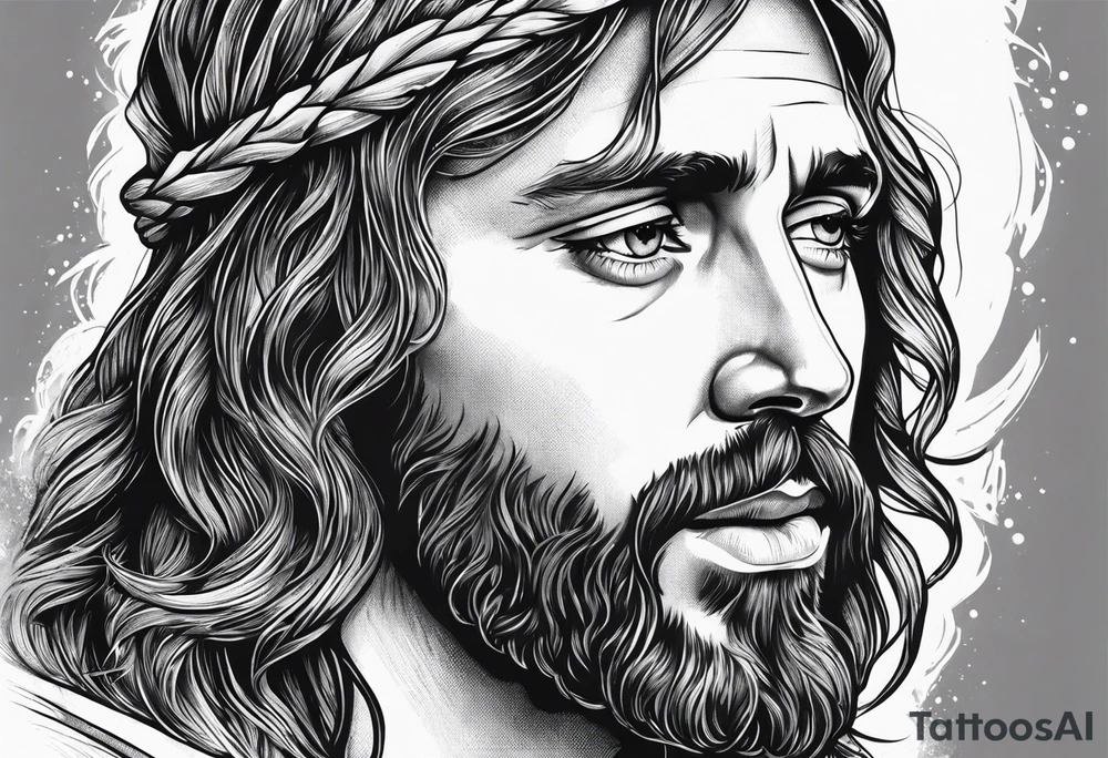 jesus side profile tattoo idea