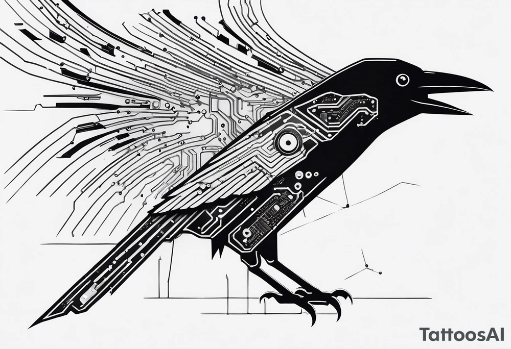 Crows made out of circuit boards tattoo idea