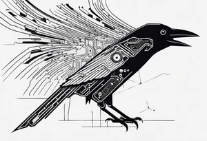 Crows made out of circuit boards tattoo idea