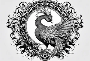 Asian phoenix with a long neck tattoo idea