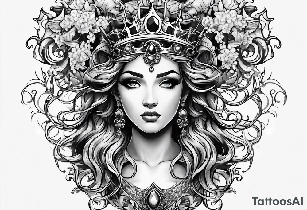 princess crown medusa tattoo idea