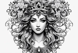 princess crown medusa tattoo idea