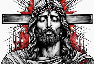 a man begging at the cross of Jesus tattoo idea