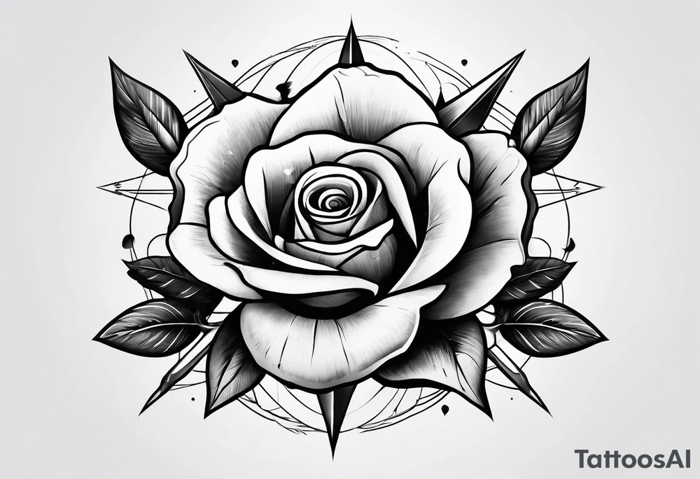 five arrows and a single rose tattoo idea