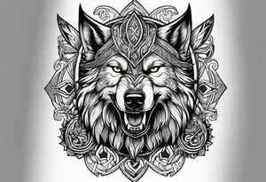Viking wolf in a Viking style tattoo idea