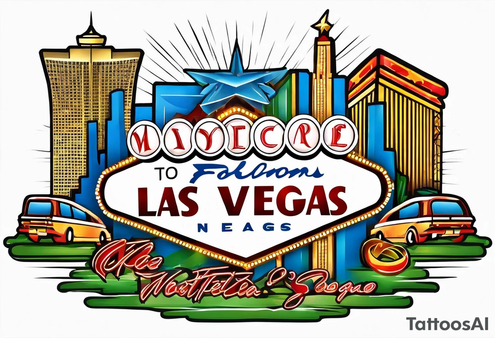Las Vegas sign with a border tattoo idea