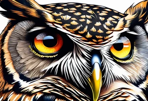 Owl with eyes tattoo idea