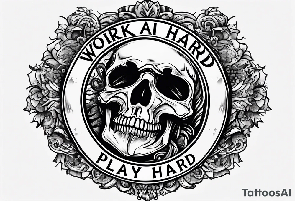 I want a painting style tattoo with the letters "work hard, play hard". tattoo idea