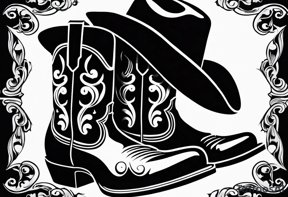 Cowboy boots with cowboy hat tattoo idea