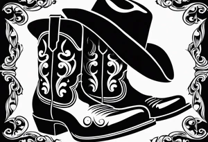 Cowboy boots with cowboy hat tattoo idea