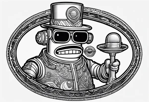 Bender from Futurama with a pimp jacket tattoo idea