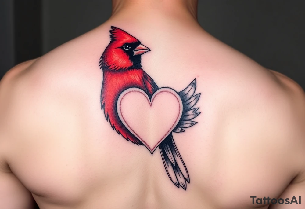 red cardinal with a heart tattoo idea