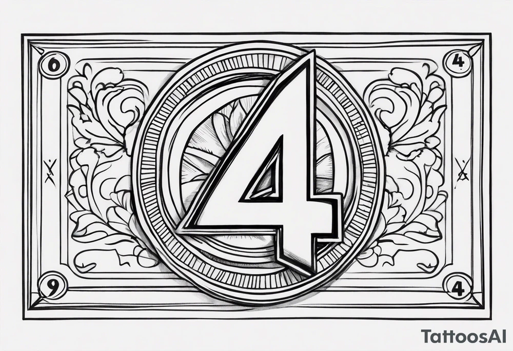 number 4 in a card tattoo idea