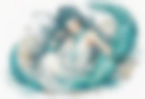 A beautiful undine with turquois scales wearing a white robe, laying on the shore tattoo idea