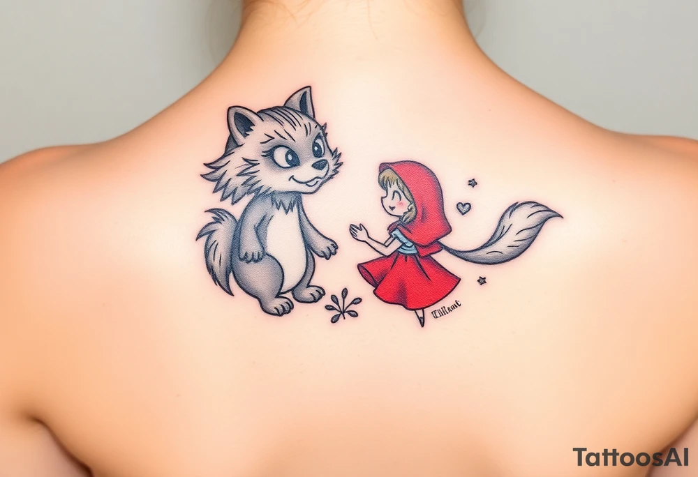 Little Red Riding Hood Nursery Rhyme Big Bad Wolf Tattoo Idea TattoosAI