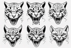 cybernetic ocelot teeth showing tattoo idea