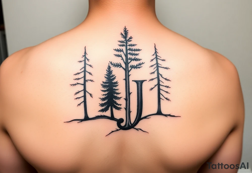 Triple J or three J's to represent a family. It should include trees in the design but have either three J's or "Triple J" in the design. It should have limited coloring. Design and size should be created for arm or small section of shoulder or body. tattoo idea