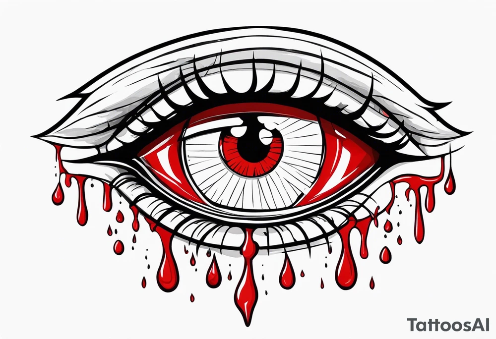 Bleeding tear overdraining to down from one red symmetrical
eye tattoo design tattoo idea