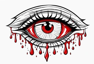 Bleeding tear overdraining to down from  one red symmetrical 
 eye tattoo design tattoo idea