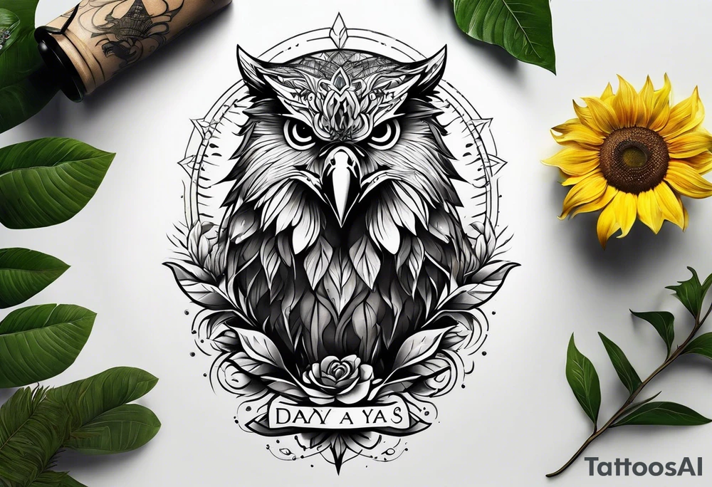 Small inside arm tattoo. Black kite (Daya's name), nature (trees/sea), small sunflower. tattoo idea