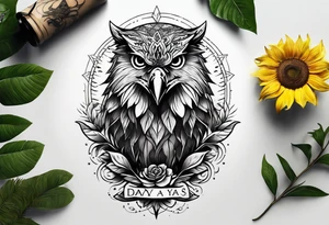 Small inside arm tattoo. Black kite (Daya's name), nature (trees/sea), small sunflower. tattoo idea