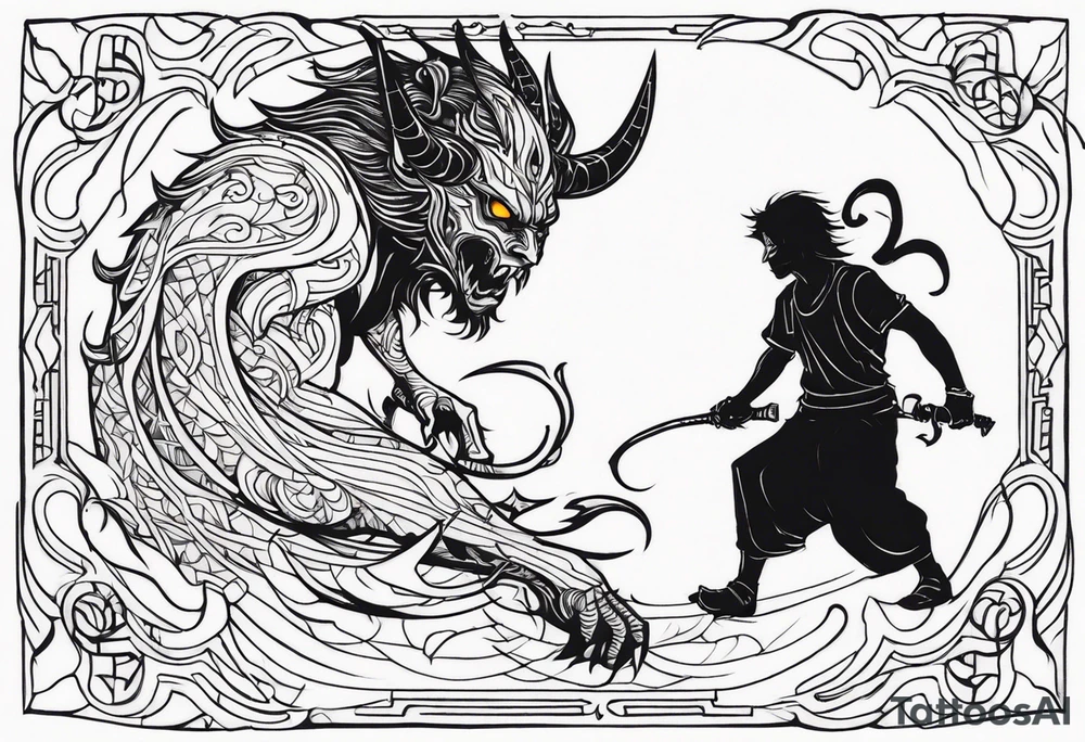 Demon stalking a boy tattoo idea