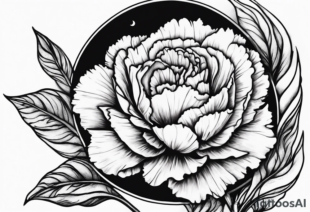 Carnation with
 moon background tattoo idea