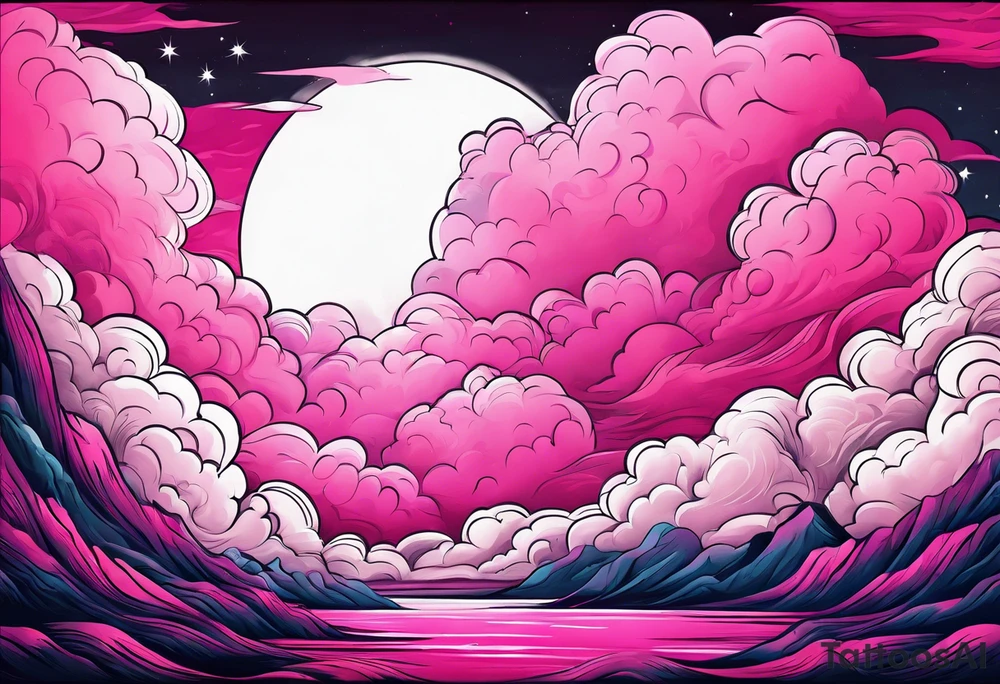 pink fluffy clouds tattoo idea