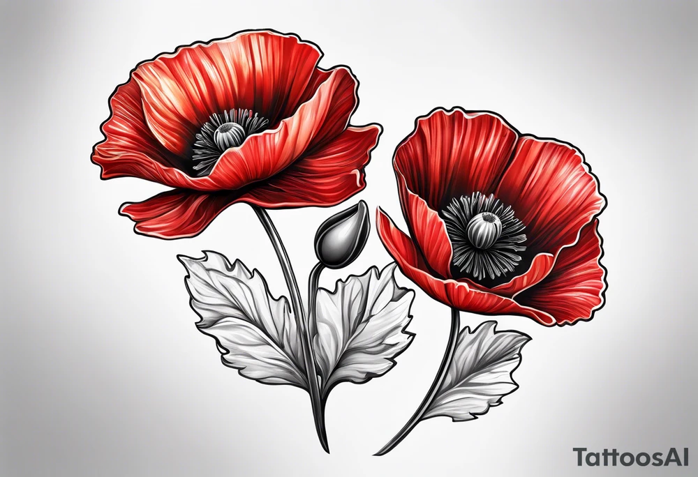 Red poppy flower tattoo idea