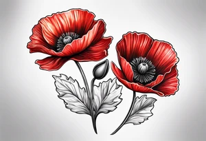 Red poppy flower tattoo idea