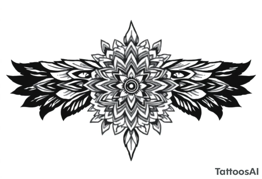 spiritual feather indian mandala shaman tattoo idea