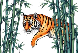 a tiger lurking in the bamboo forest tattoo idea
