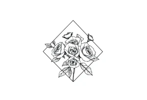 Small Roses filing the inside of an elongated diamond shape tattoo idea